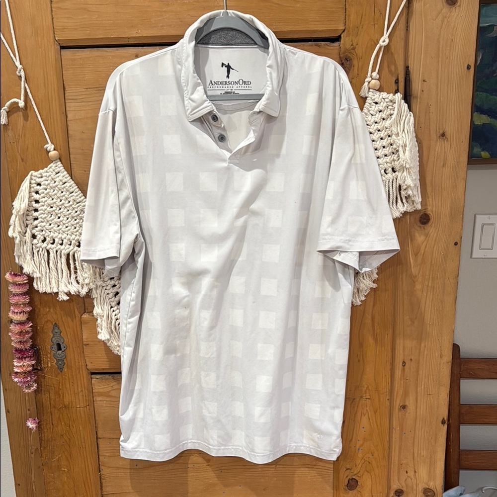 AndersonOrd Men's Light Gray Polo Golf Shirt Augusta size large